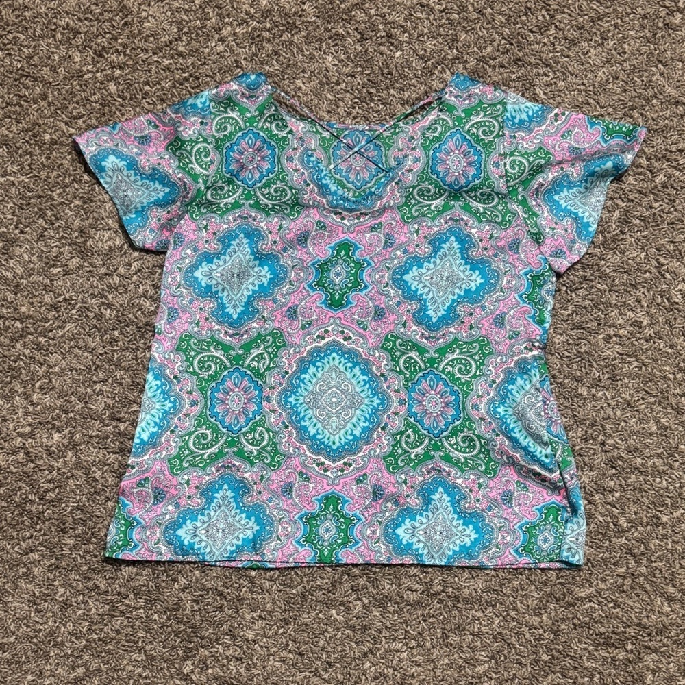 Talbots Blue and Green Paisley Blouse - Picture 3 of 10